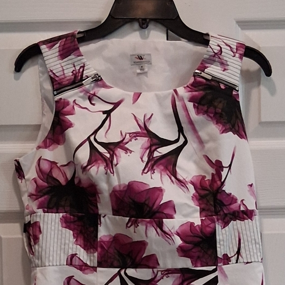 Worthington Purple and White Floral Y2K Sleeveless Women's Sheath Dress Size 8 - Picture 3 of 11
